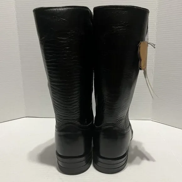 VINTAGE Justin 8462 Roper Black Calfskin Leather Cowboy Boots USA Mens 13D - NWT